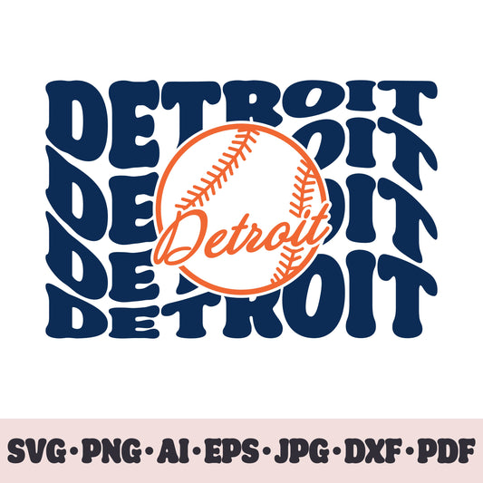 Detroit Tigers baseball team SVG Cricut cut file. PNG Clipart. Silhouette sublimation print. Sports fan image Ai, EPS, JPG, DXF, PDF.