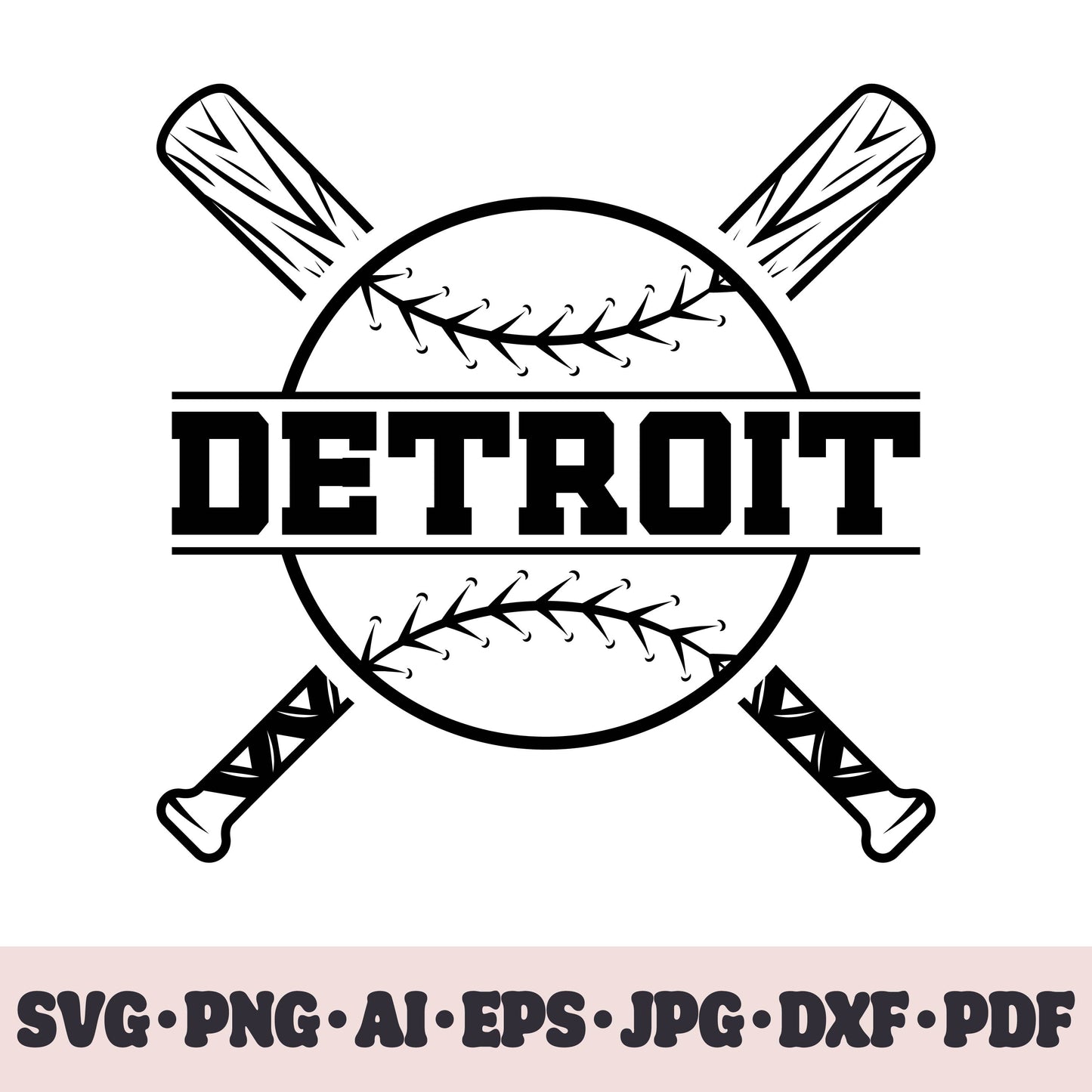 Detroit Tigers baseball team SVG Cricut cut file. PNG Clipart. Silhouette sublimation print. Sports fan image Ai, EPS, JPG, DXF, PDF.