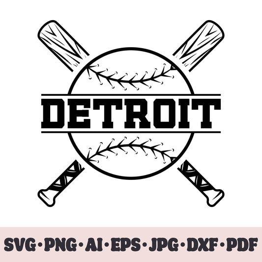 Detroit Tigers baseball team SVG Cricut cut file. PNG Clipart. Silhouette sublimation print. Sports fan image Ai, EPS, JPG, DXF, PDF.