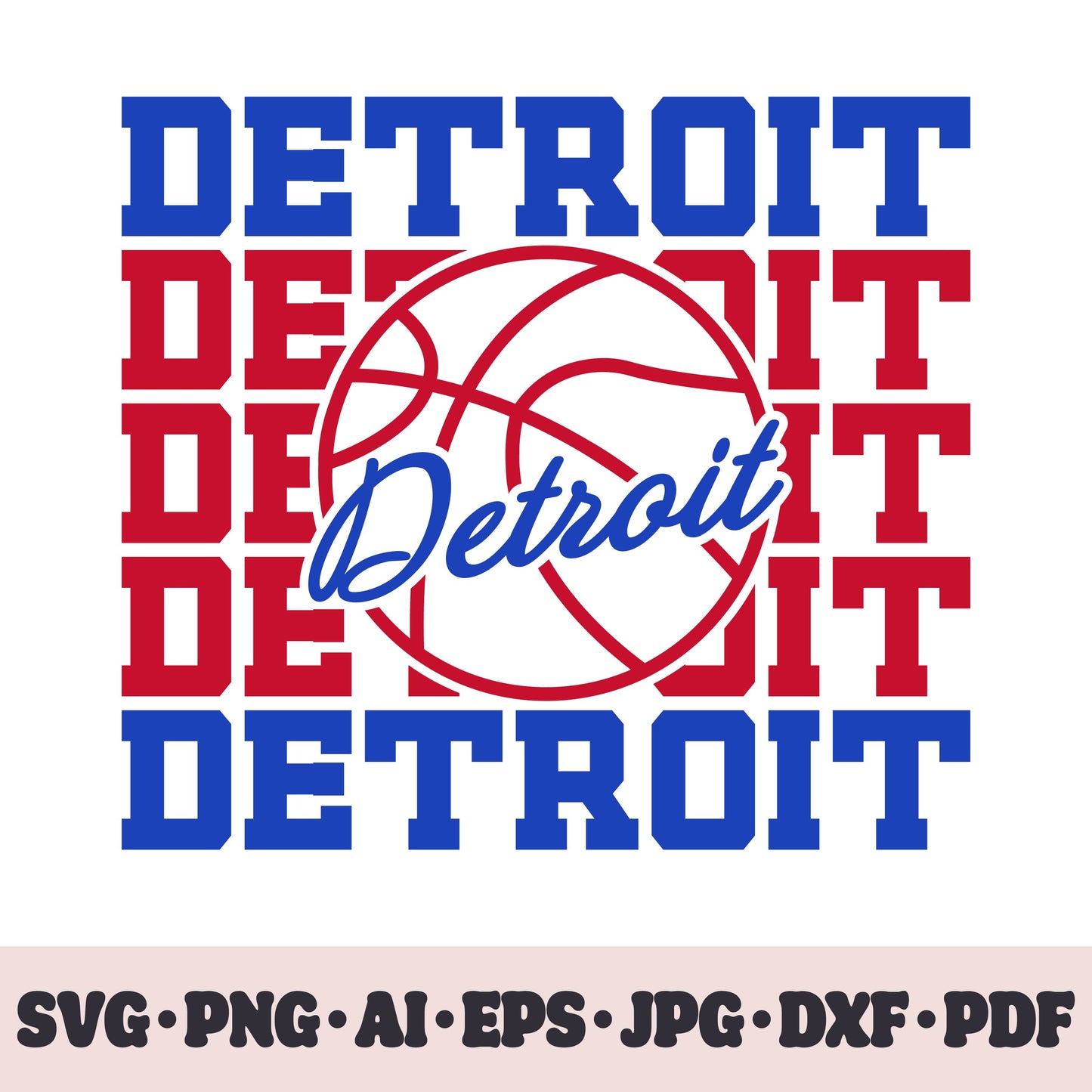 Detroit Pistons basketball team SVG Cricut cut file. PNG Clipart. Silhouette sublimation print. Sports fan image Ai, EPS, JPG, DXF, PDF.