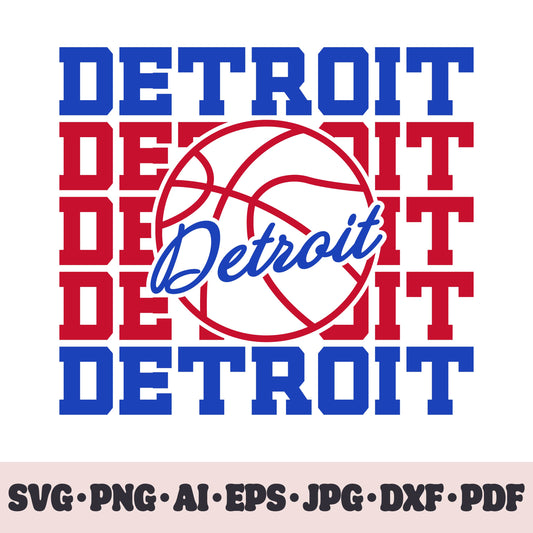 Detroit Pistons basketball team SVG Cricut cut file. PNG Clipart. Silhouette sublimation print. Sports fan image Ai, EPS, JPG, DXF, PDF.