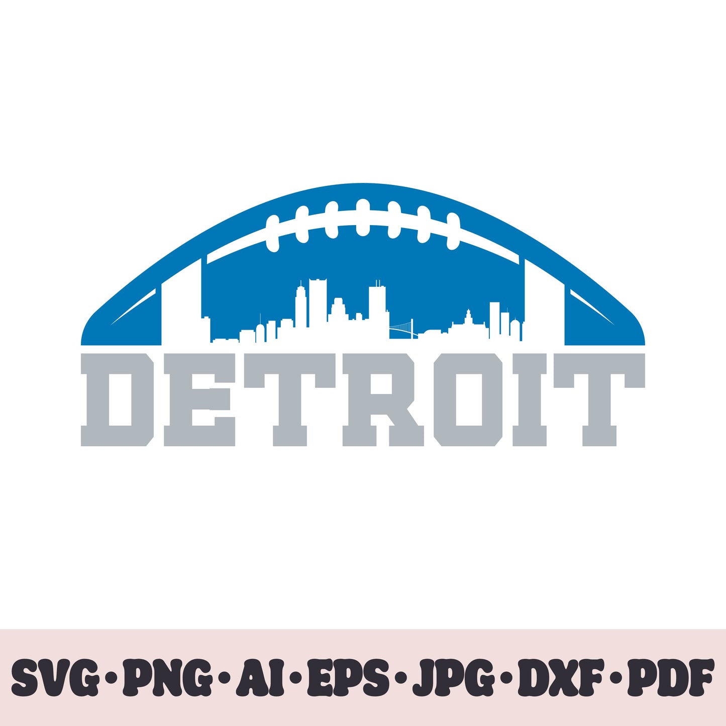 Detroit Lions football team SVG Cricut cut file. Rugby PNG Clipart. Silhouette sublimation print. Sports fan image Ai, EPS, JPG, DXF, PDF.