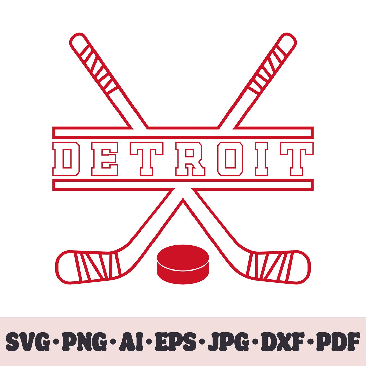 Detroit Red Wings hockey team SVG Cricut cut file. Hockey on ice PNG Clipart. Silhouette sublimation print. Sports fan image Ai, EPS, JPG, DXF, PDF.