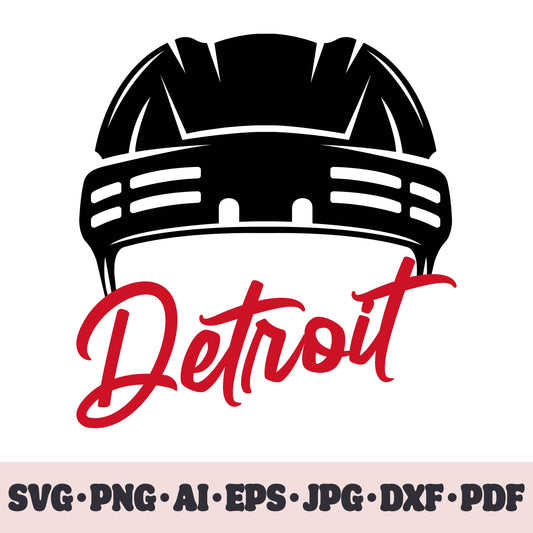 Detroit Red Wings hockey team SVG Cricut cut file. Hockey on ice PNG Clipart. Silhouette sublimation print. Sports fan image Ai, EPS, JPG, DXF, PDF.