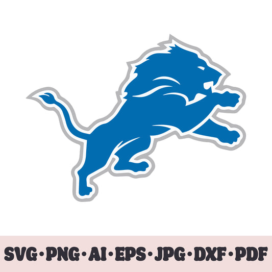 Detroit Lions football team SVG Cricut cut file. Rugby PNG Clipart. Silhouette sublimation print. Sports fan image Ai, EPS, JPG, DXF, PDF. Logotype.