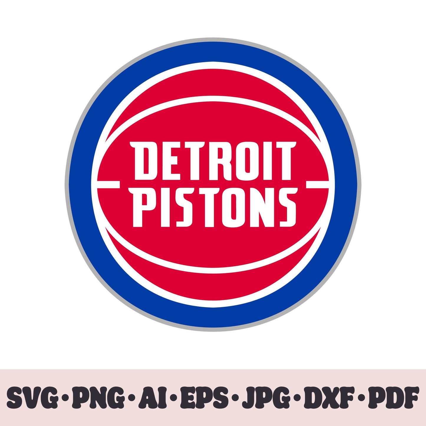 Detroit Pistons basketball team SVG Cricut cut file. PNG Clipart. Silhouette sublimation print. Sports fan image Ai, EPS, JPG, DXF, PDF.