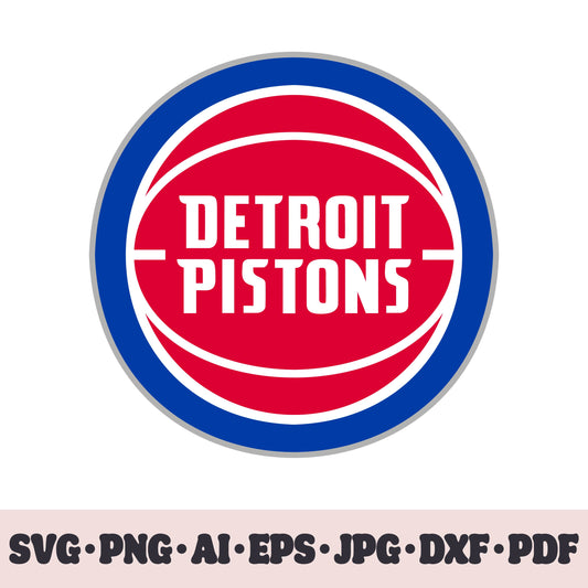 Detroit Pistons basketball team SVG Cricut cut file. PNG Clipart. Silhouette sublimation print. Sports fan image Ai, EPS, JPG, DXF, PDF.