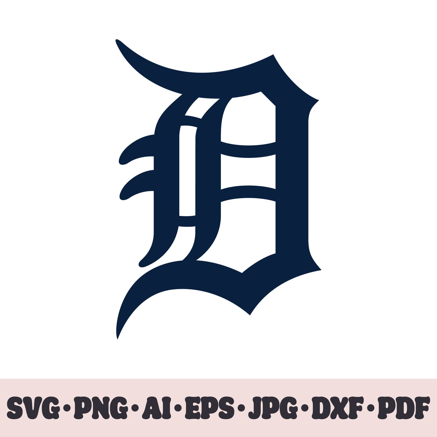 Detroit Tigers baseball team logo SVG Cricut cut file. PNG Clipart. Silhouette sublimation print. Sports fan image Ai, EPS, JPG, DXF, PDF. Logotype.