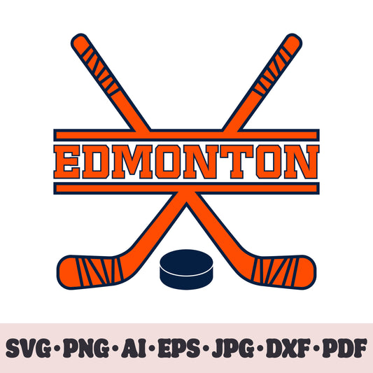 Edmonton Oilers hockey team SVG Cricut cut file. Hockey on ice PNG Clipart. Silhouette sublimation print. Sports fan image Ai, EPS, JPG, DXF, PDF.