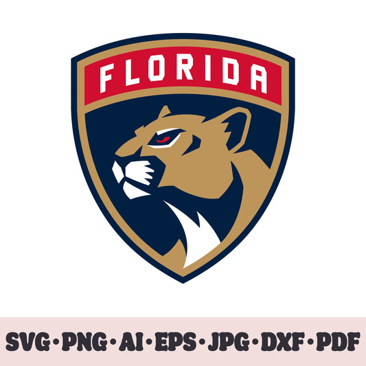 Florida Panthers hockey team SVG Cricut cut file. Hockey on ice PNG Clipart. Silhouette sublimation print. Sports fan image Ai, EPS, JPG, DXF, PDF. Logotype.