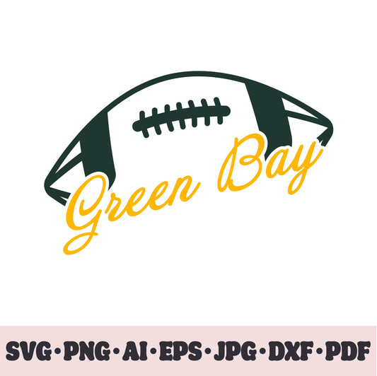 Green Bay Packers football team SVG Cricut cut file. Rugby PNG Clipart. Silhouette sublimation print. Sports fan image Ai, EPS, JPG, DXF, PDF.