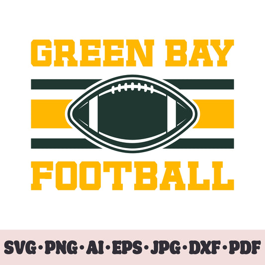 Green Bay Packers football team SVG Cricut cut file. Rugby PNG Clipart. Silhouette sublimation print. Sports fan image Ai, EPS, JPG, DXF, PDF.