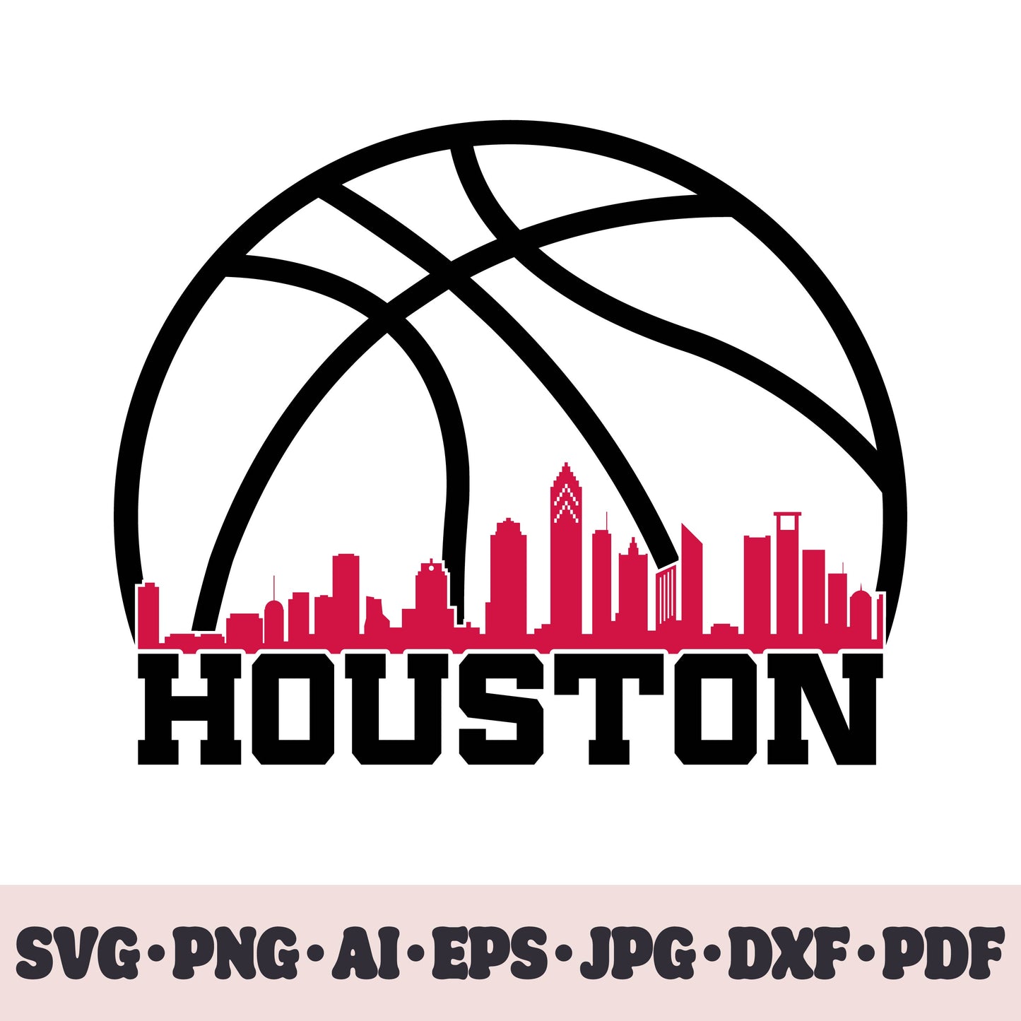 Houston Rockets basketball team SVG Cricut cut file. PNG Clipart. Silhouette sublimation print. Sports fan image Ai, EPS, JPG, DXF, PDF.