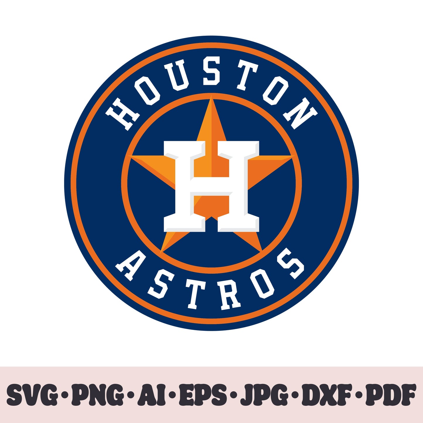 Houston Astros baseball team logo SVG Cricut cut file. PNG Clipart. Silhouette sublimation print. Sports fan image Ai, EPS, JPG, DXF, PDF. Logotype.