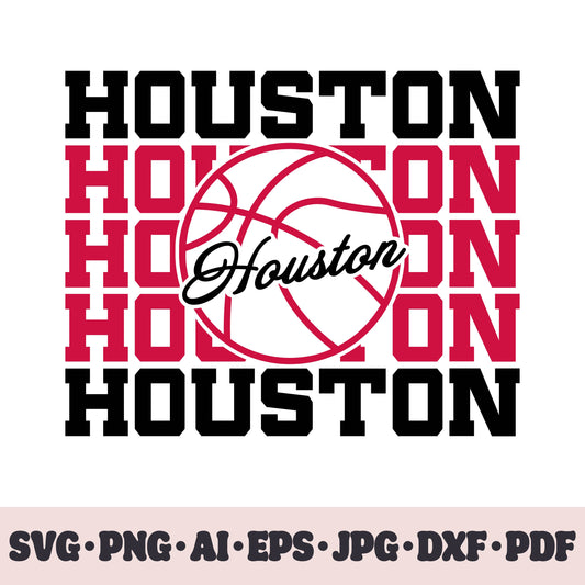 Houston Rockets basketball team SVG Cricut cut file. PNG Clipart. Silhouette sublimation print. Sports fan image Ai, EPS, JPG, DXF, PDF.