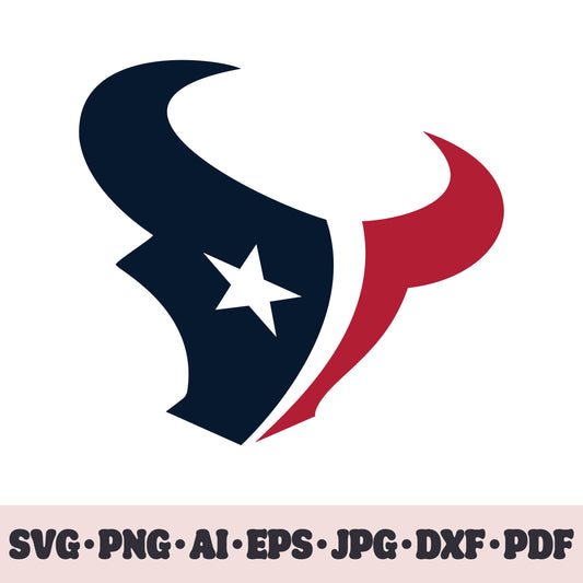 Houston Texans football team SVG Cricut cut file. Rugby PNG Clipart. Silhouette sublimation print. Sports fan image Ai, EPS, JPG, DXF, PDF. Logotype.