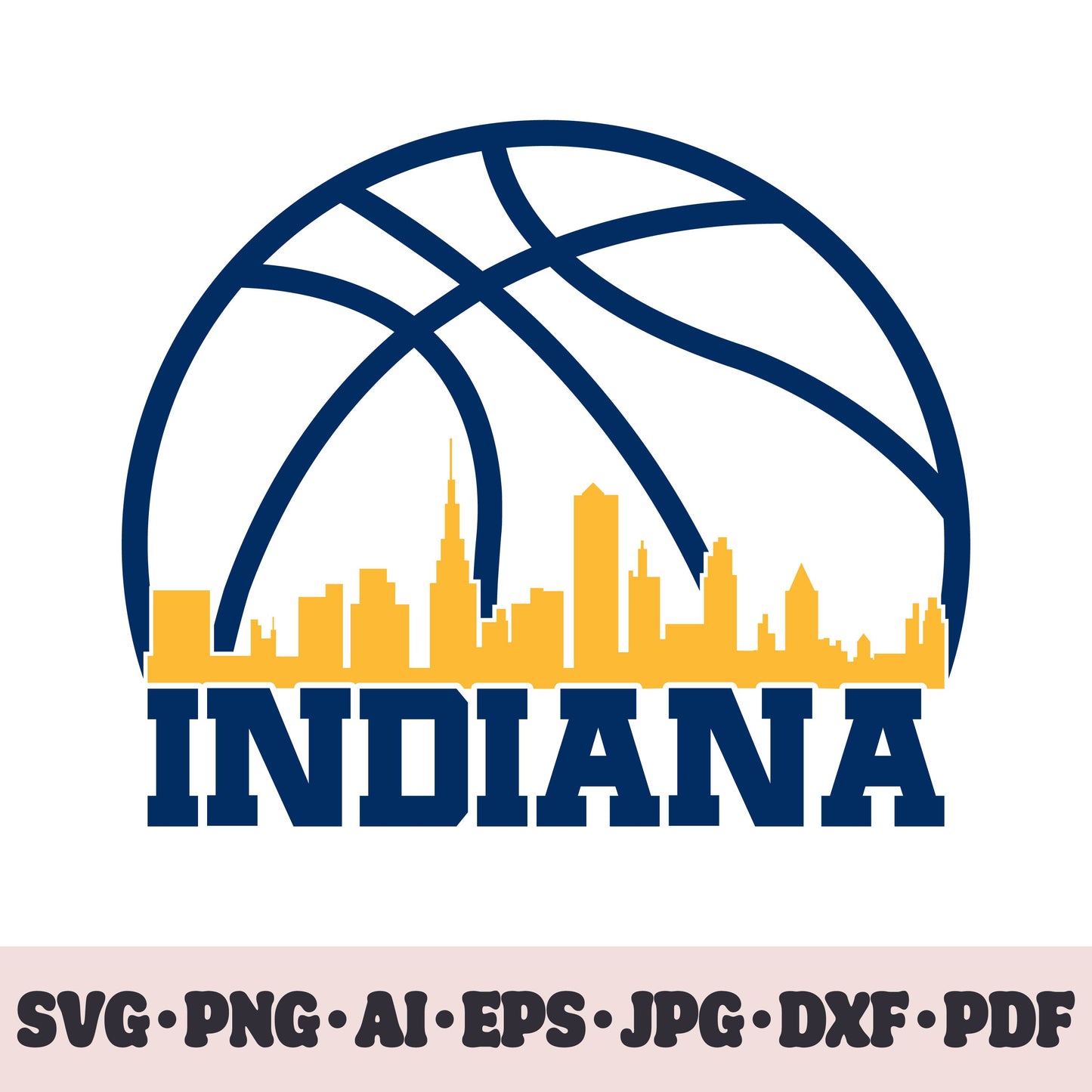 Indiana Pacers basketball team SVG Cricut cut file. PNG Clipart. Silhouette sublimation print. Sports fan image Ai, EPS, JPG, DXF, PDF.