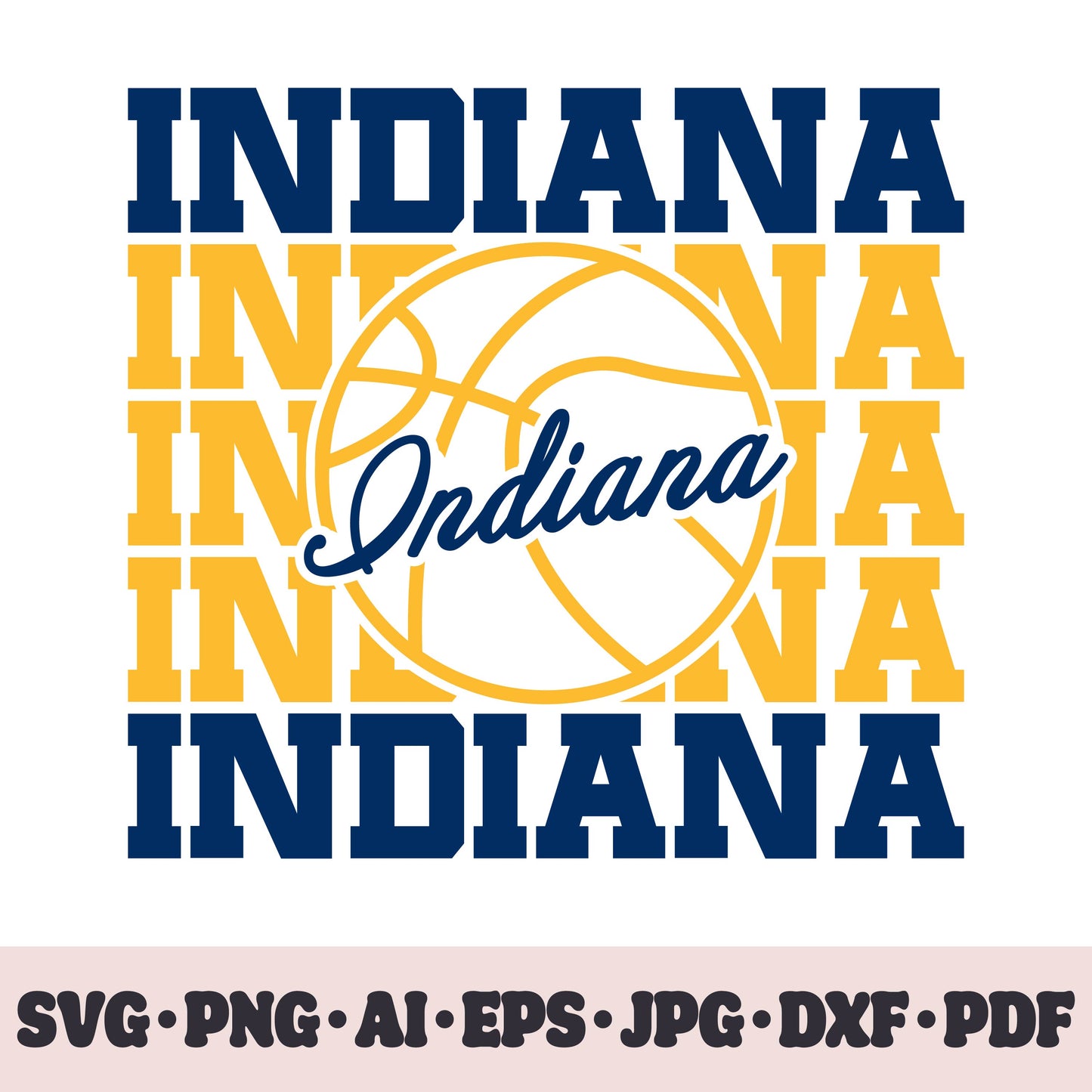 Indiana Pacers basketball team SVG Cricut cut file. PNG Clipart. Silhouette sublimation print. Sports fan image Ai, EPS, JPG, DXF, PDF.