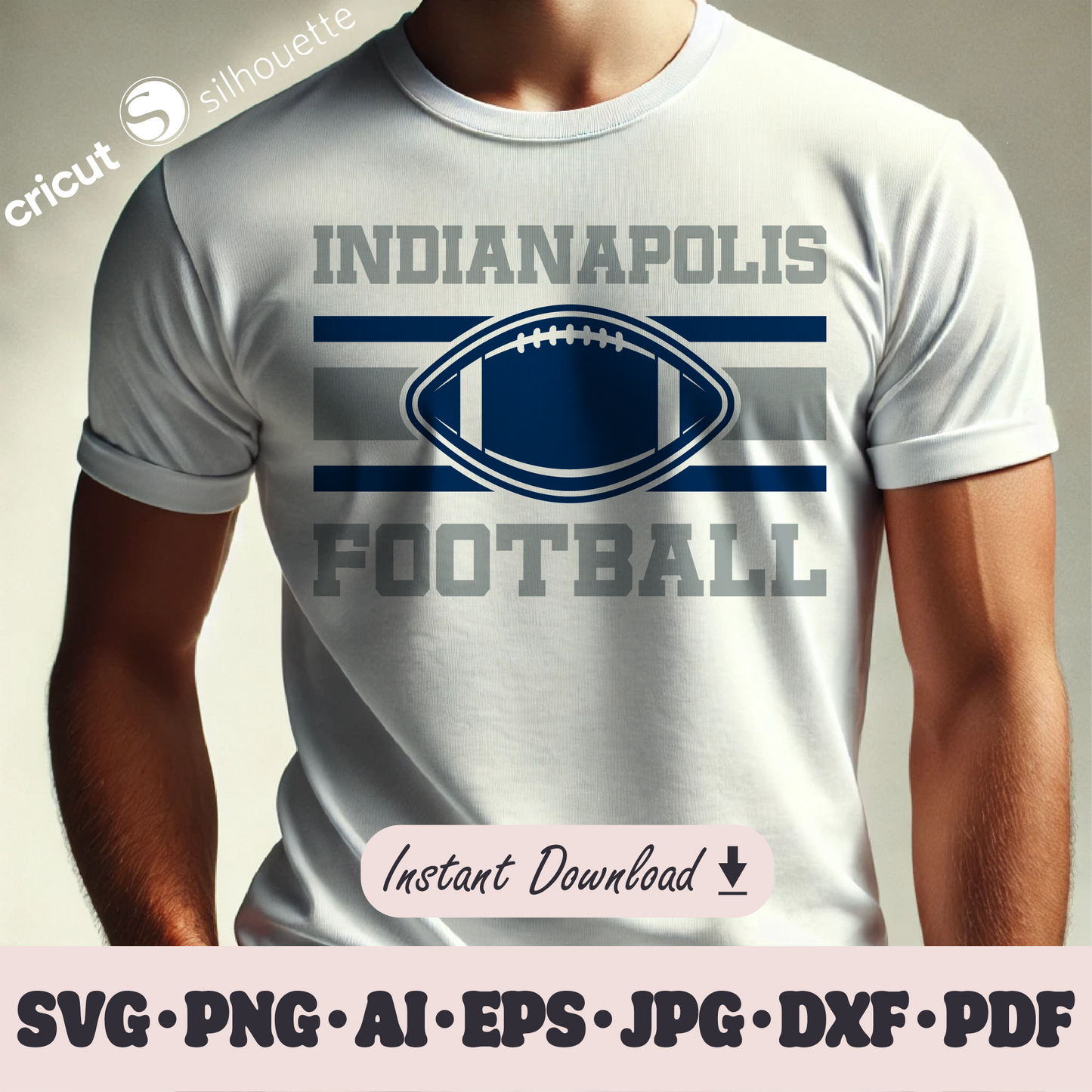 Indianapolis Colts football team SVG Cricut cut file. Rugby PNG Clipart. Silhouette sublimation print. Sports fan image Ai, EPS, JPG, DXF, PDF.