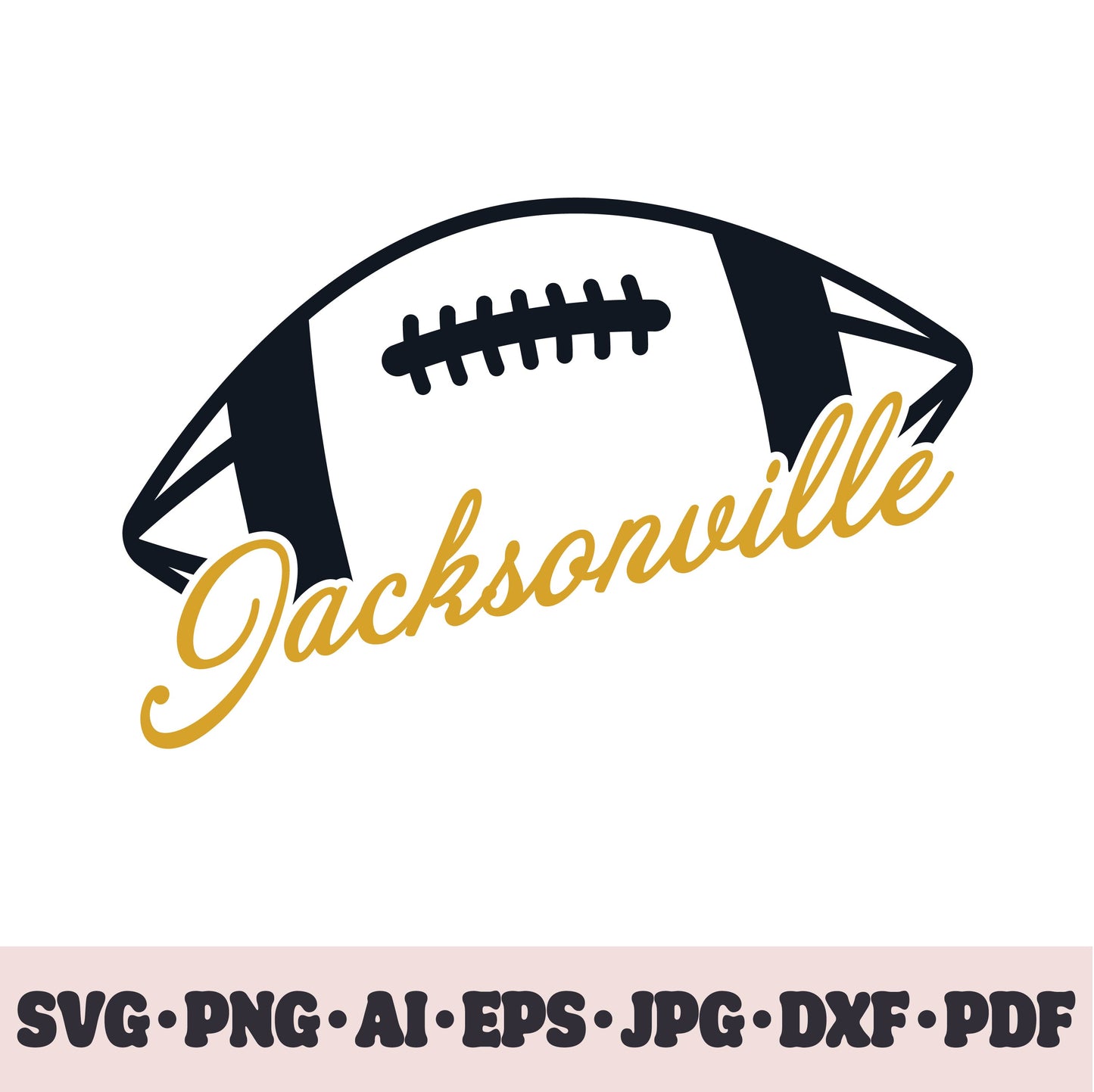 Jacksonville Jaguars football team SVG Cricut cut file. Rugby PNG Clipart. Silhouette sublimation print. Sports fan image Ai, EPS, JPG, DXF, PDF.