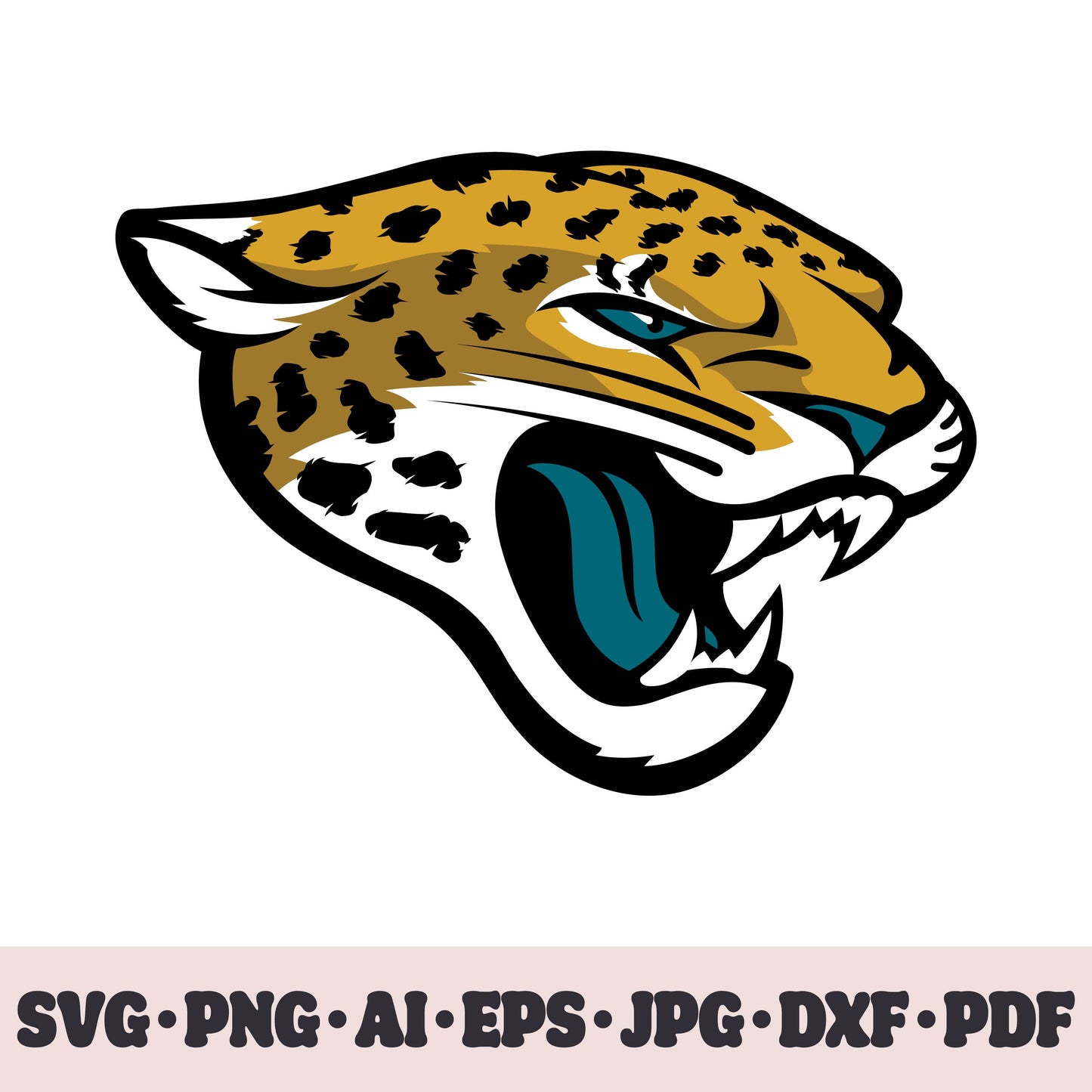 Jacksonville Jaguars football team SVG Cricut cut file. Rugby PNG Clipart. Silhouette sublimation print. Sports fan image Ai, EPS, JPG, DXF, PDF. Logotype.