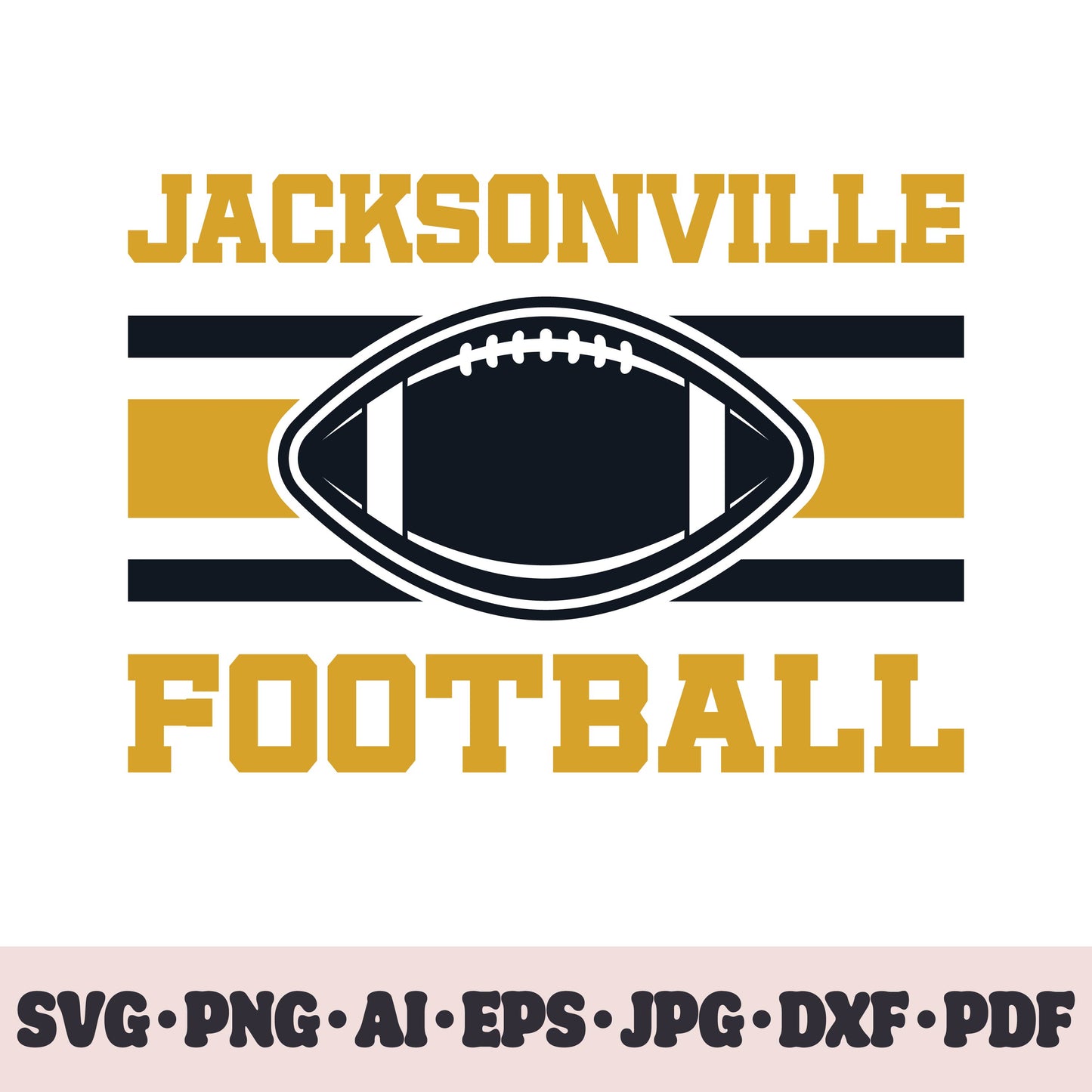 Jacksonville Jaguars football team SVG Cricut cut file. Rugby PNG Clipart. Silhouette sublimation print. Sports fan image Ai, EPS, JPG, DXF, PDF.