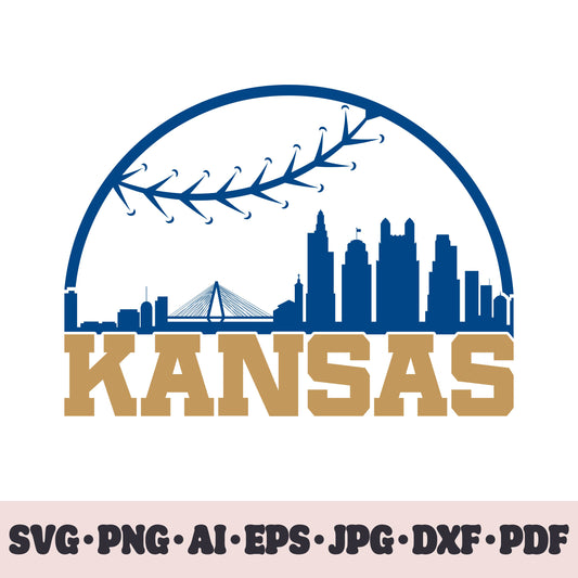 Kansas City Royals baseball team SVG Cricut cut file. PNG Clipart. Silhouette sublimation print. Sports fan image Ai, EPS, JPG, DXF, PDF.