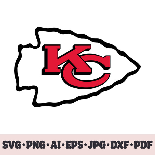 Kansas City Chiefs football team SVG Cricut cut file. Rugby PNG Clipart. Silhouette sublimation print. Sports fan image Ai, EPS, JPG, DXF, PDF. Logotype.