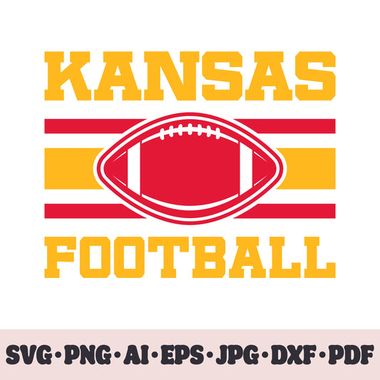 Kansas City Chiefs football team SVG Cricut cut file. Rugby PNG Clipart. Silhouette sublimation print. Sports fan image Ai, EPS, JPG, DXF, PDF.