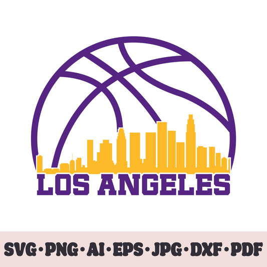 Los Angeles Lakers basketball team SVG Cricut cut file. PNG Clipart. Silhouette sublimation print. Sports fan image Ai, EPS, JPG, DXF, PDF.