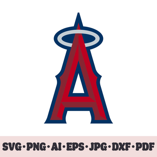 Los Angeles Angels baseball team logo SVG Cricut cut file. PNG Clipart. Silhouette sublimation print. Sports fan image Ai, EPS, JPG, DXF, PDF. Logotype.