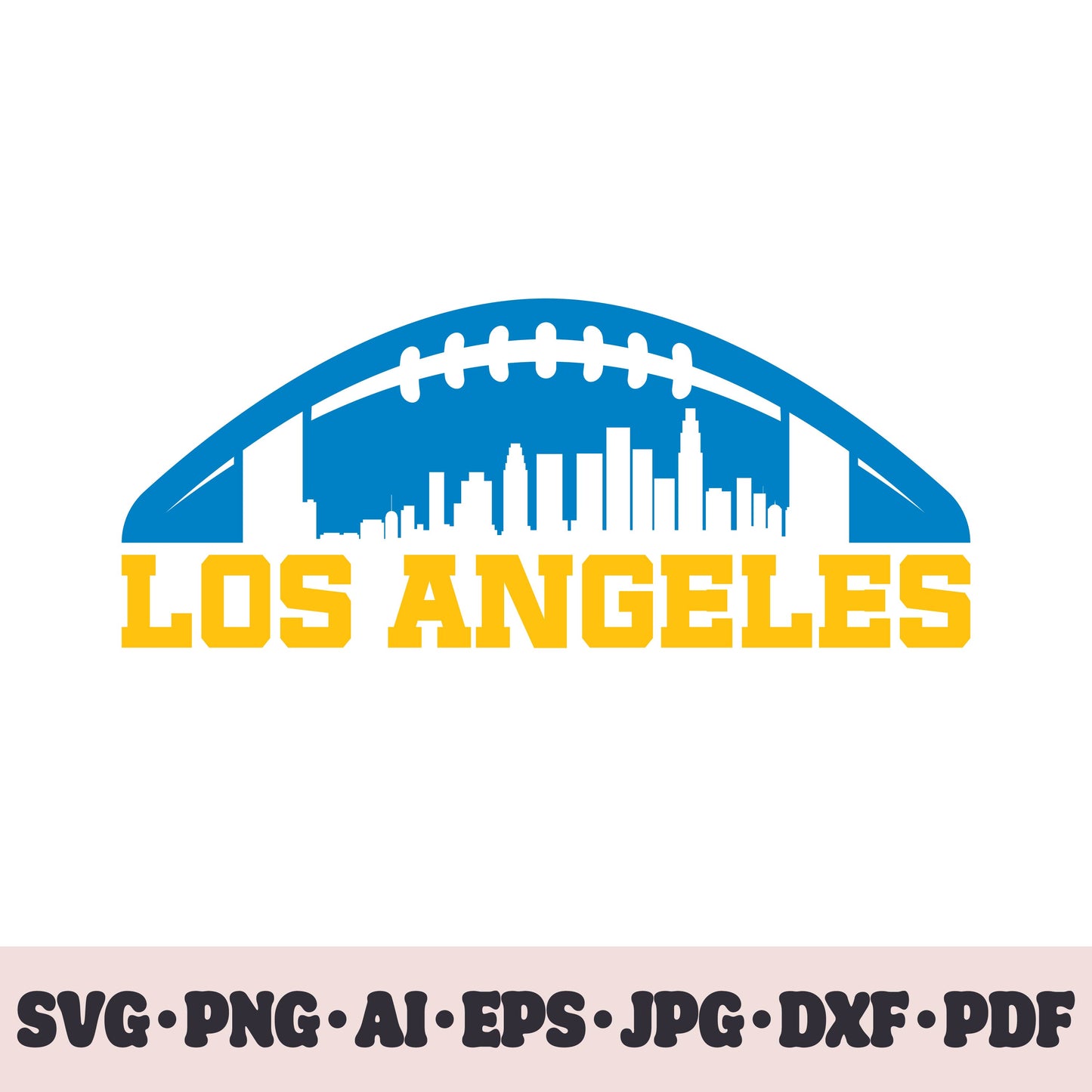 Los Angeles Chargers football team SVG Cricut cut file. Rugby PNG Clipart. Silhouette sublimation print. Sports fan image Ai, EPS, JPG, DXF, PDF.