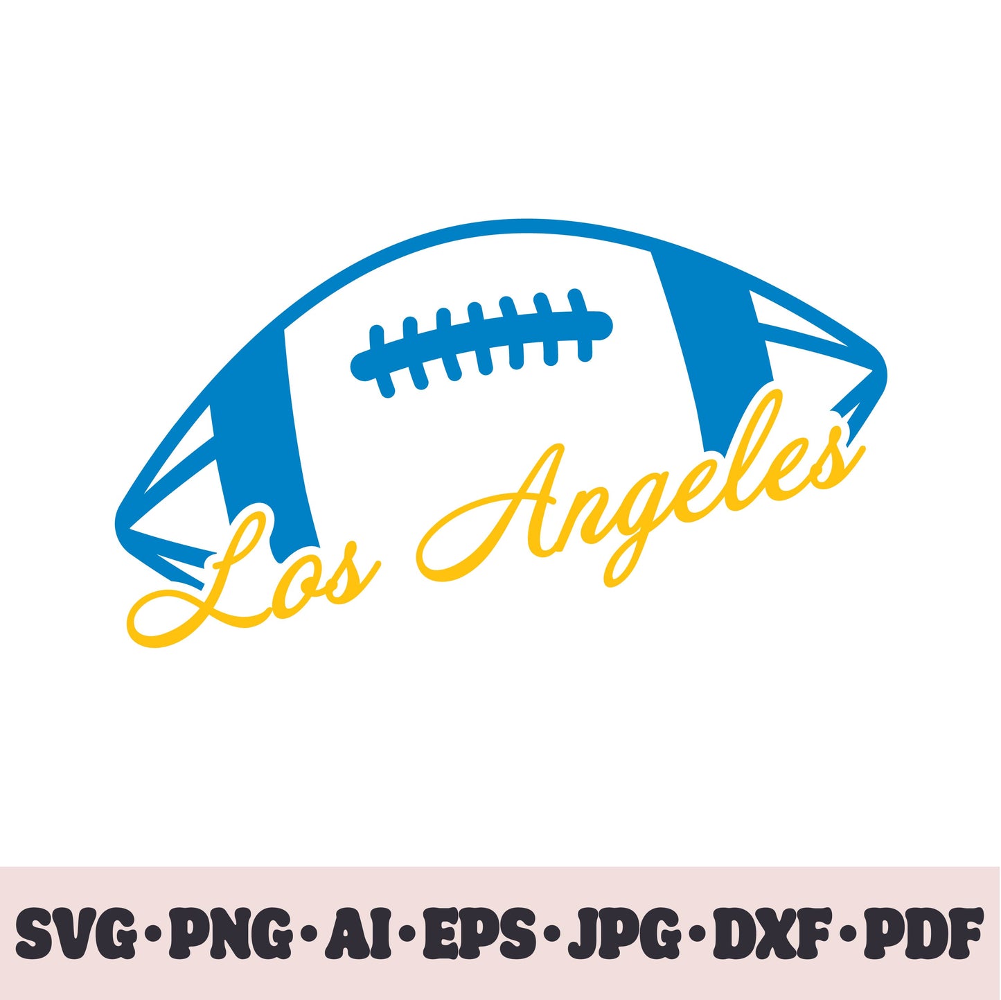 Los Angeles Chargers football team SVG Cricut cut file. Rugby PNG Clipart. Silhouette sublimation print. Sports fan image Ai, EPS, JPG, DXF, PDF.