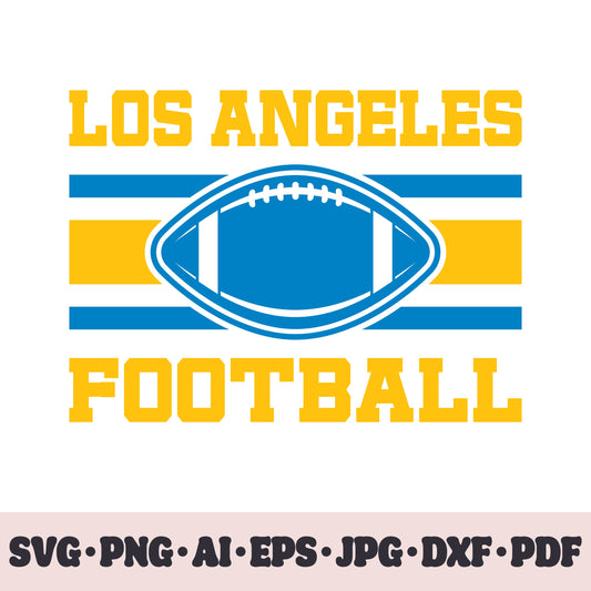 Los Angeles Chargers football team SVG Cricut cut file. Rugby PNG Clipart. Silhouette sublimation print. Sports fan image Ai, EPS, JPG, DXF, PDF.