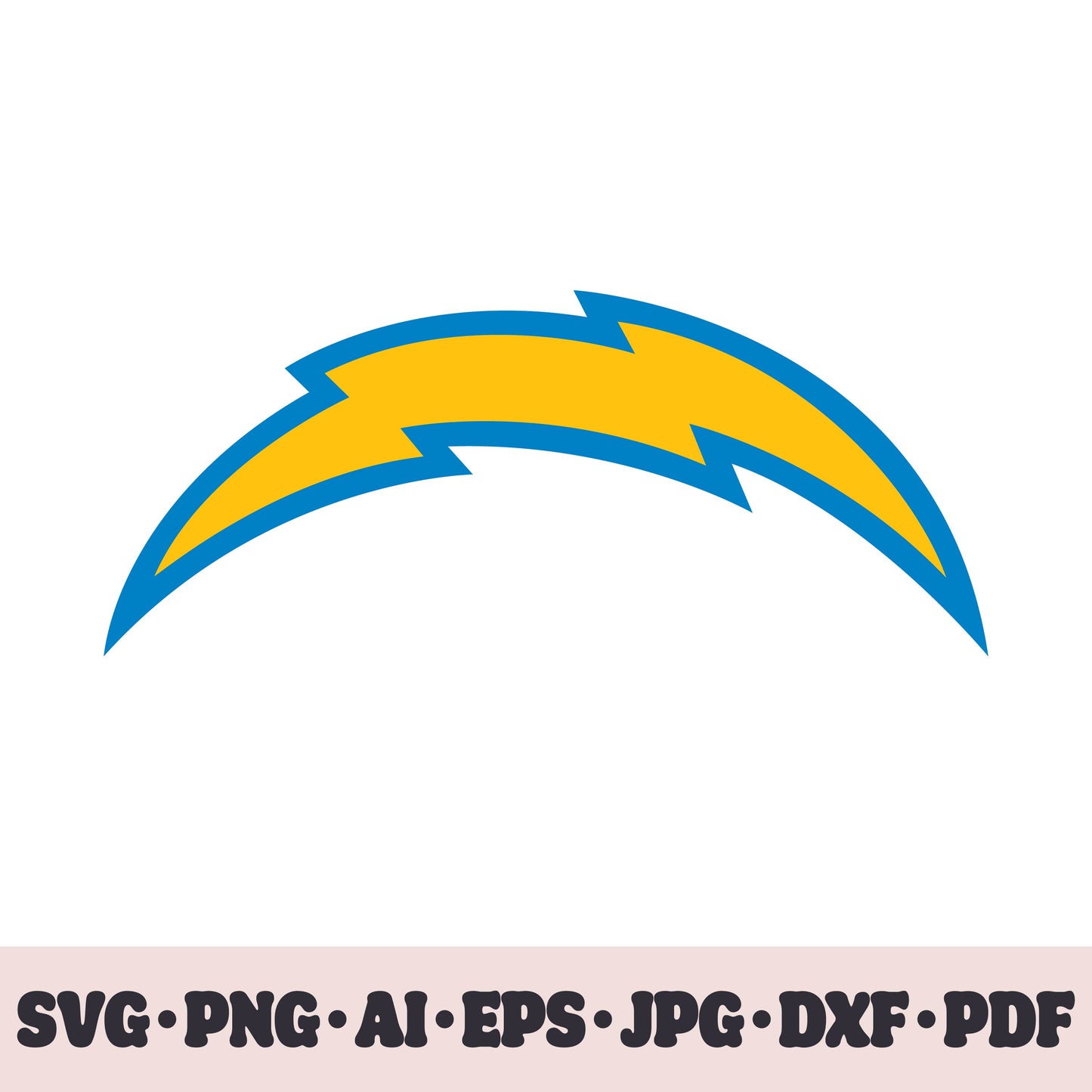 Los Angeles Chargers football team SVG Cricut cut file. Rugby PNG Clipart. Silhouette sublimation print. Sports fan image Ai, EPS, JPG, DXF, PDF. Logotype.