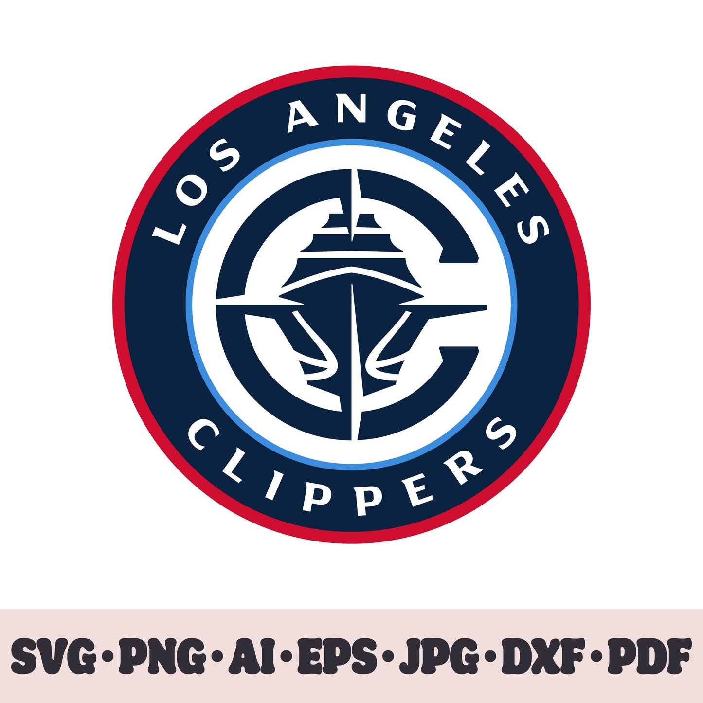 Los Angeles Clippers basketball team SVG Cricut cut file. PNG Clipart. Silhouette sublimation print. Sports fan image Ai, EPS, JPG, DXF, PDF.