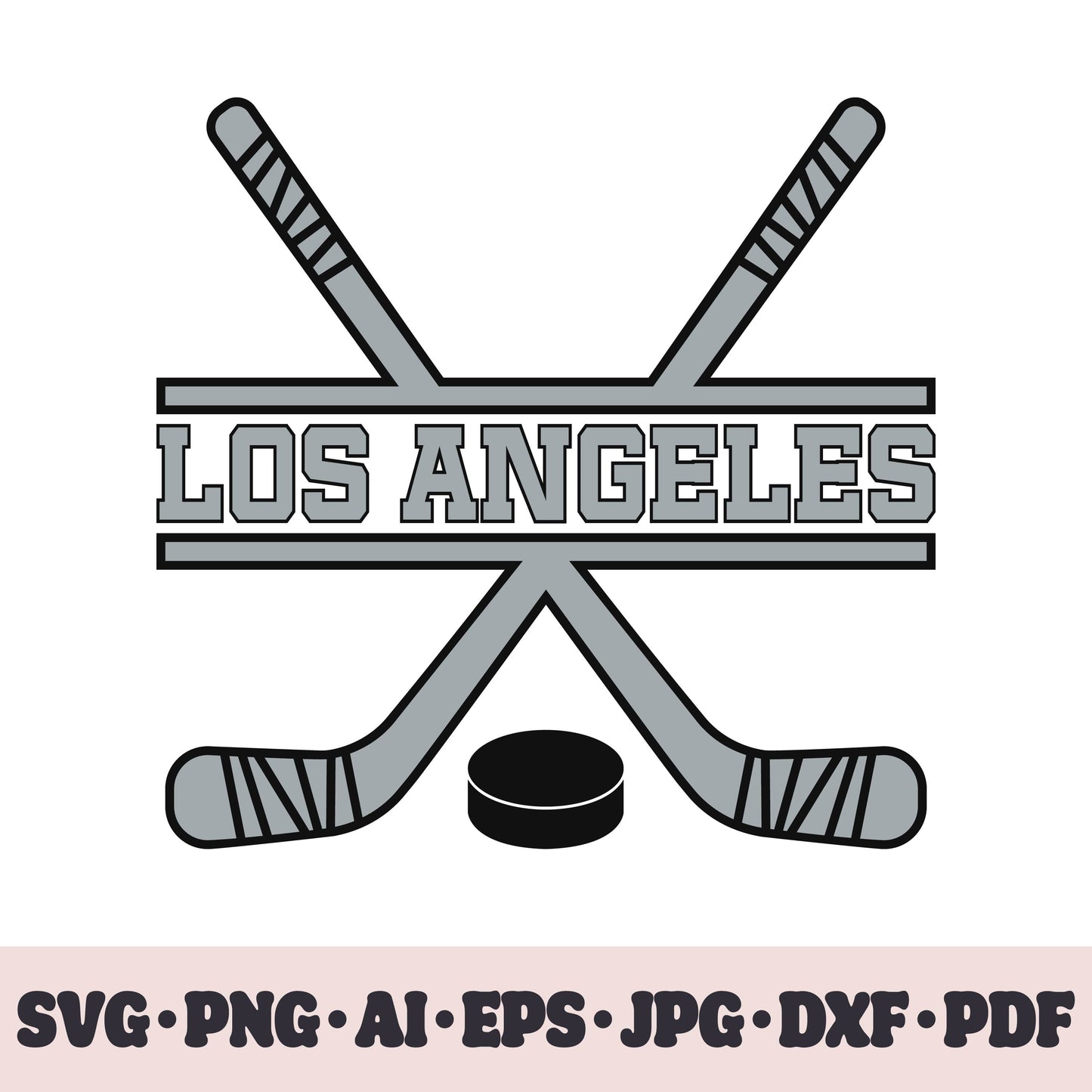 Los Angeles Kings hockey team SVG Cricut cut file. Hockey on ice PNG Clipart. Silhouette sublimation print. Sports fan image Ai, EPS, JPG, DXF, PDF.