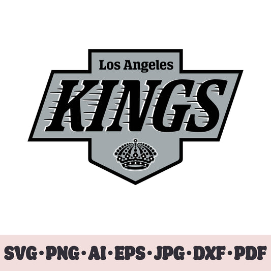 Los Angeles Kings hockey team SVG Cricut cut file. Hockey on ice PNG Clipart. Silhouette sublimation print. Sports fan image Ai, EPS, JPG, DXF, PDF. Logotype.