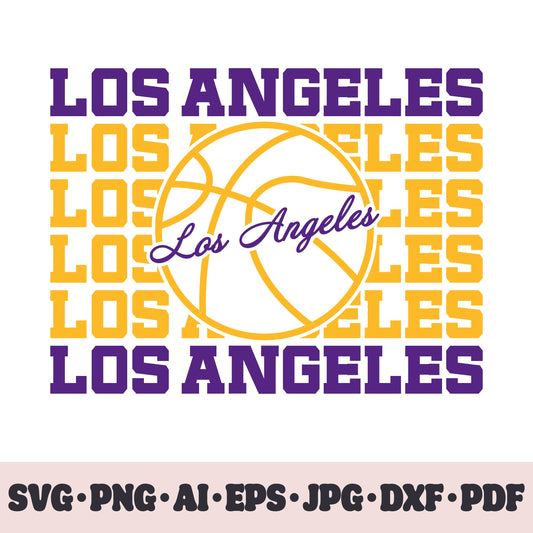 Los Angeles Lakers basketball team SVG Cricut cut file. PNG Clipart. Silhouette sublimation print. Sports fan image Ai, EPS, JPG, DXF, PDF.