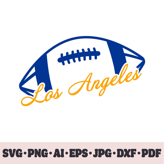 Los Angeles Rams football team SVG Cricut cut file. Rugby PNG Clipart. Silhouette sublimation print. Sports fan image Ai, EPS, JPG, DXF, PDF.