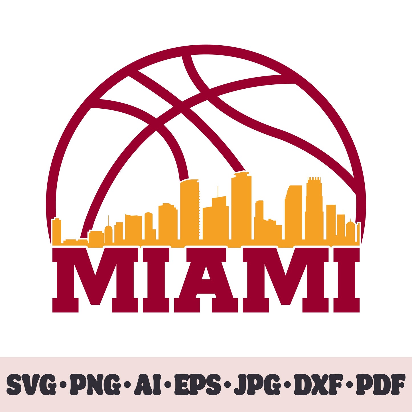 Miami Heat basketball team SVG Cricut cut file. PNG Clipart. Silhouette sublimation print. Sports fan image Ai, EPS, JPG, DXF, PDF.