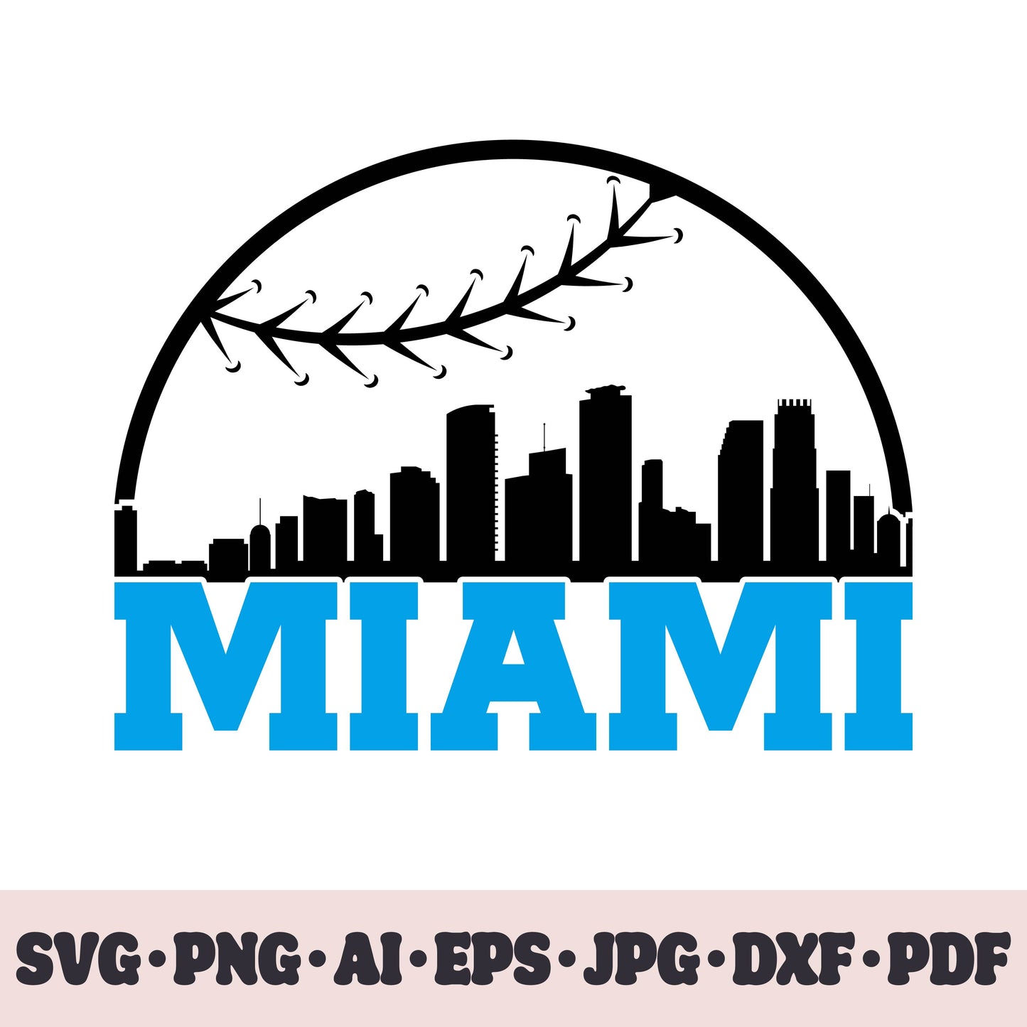 Miami Marlins baseball team SVG Cricut cut file. PNG Clipart. Silhouette sublimation print. Sports fan image Ai, EPS, JPG, DXF, PDF.