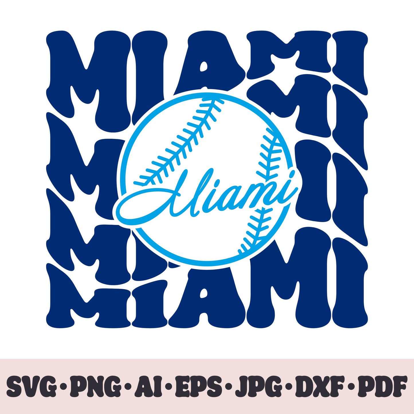 Miami Marlins baseball team SVG Cricut cut file. PNG Clipart. Silhouette sublimation print. Sports fan image Ai, EPS, JPG, DXF, PDF.