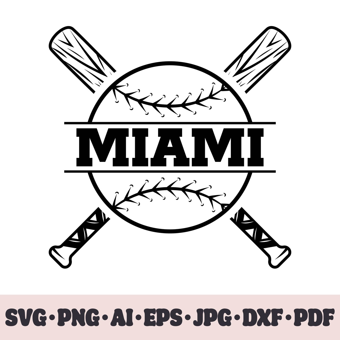 Miami Marlins baseball team SVG Cricut cut file. PNG Clipart. Silhouette sublimation print. Sports fan image Ai, EPS, JPG, DXF, PDF.