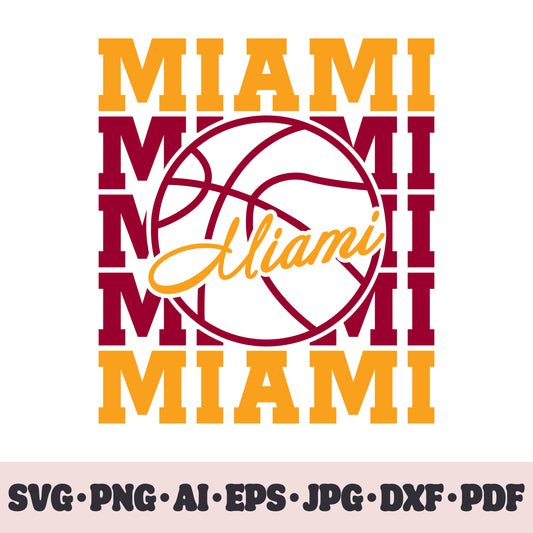 Miami Heat basketball team SVG Cricut cut file. PNG Clipart. Silhouette sublimation print. Sports fan image Ai, EPS, JPG, DXF, PDF.