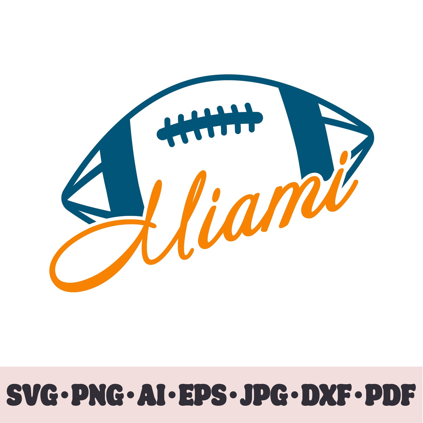 Miami Dolphins football team SVG Cricut cut file. Rugby PNG Clipart. Silhouette sublimation print. Sports fan image Ai, EPS, JPG, DXF, PDF.