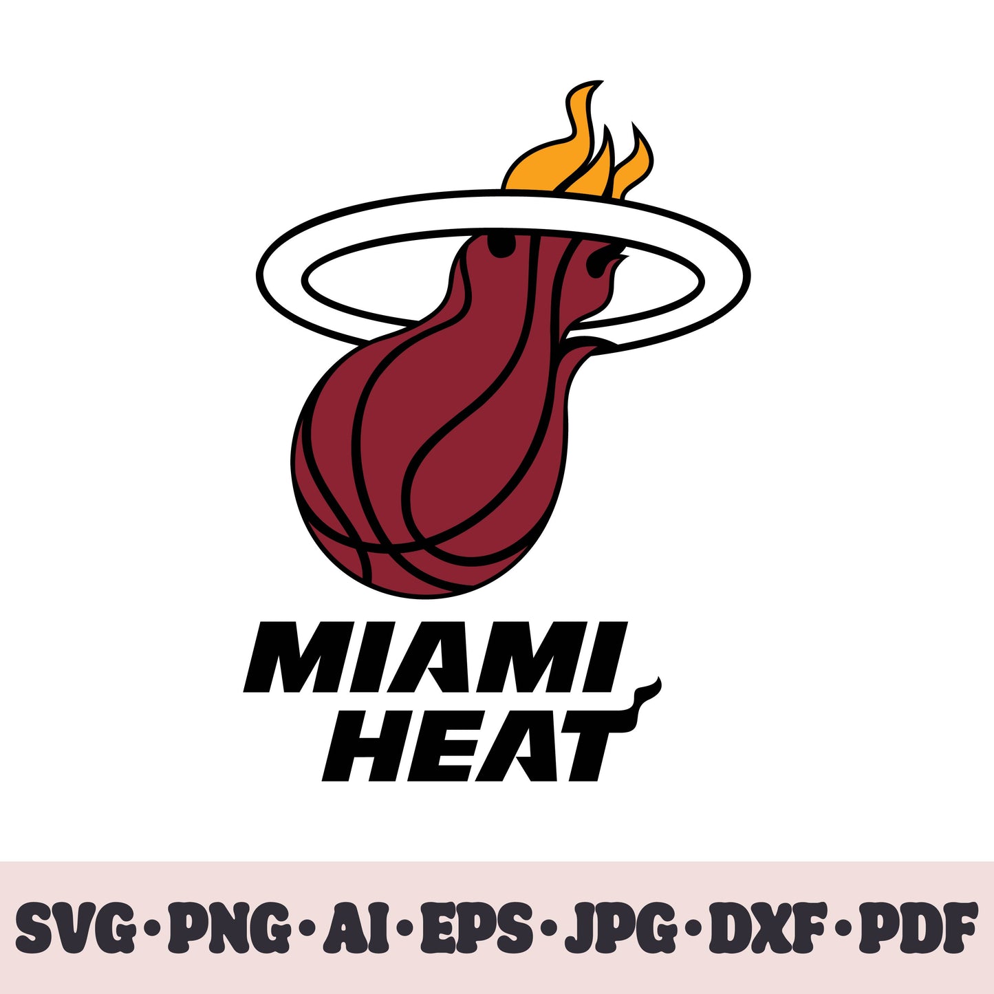 Miami Heat basketball team SVG Cricut cut file. PNG Clipart. Silhouette sublimation print. Sports fan image Ai, EPS, JPG, DXF, PDF.