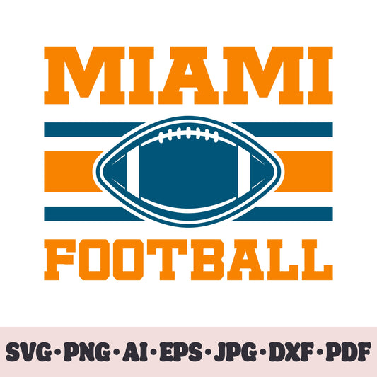 Miami Dolphins football team SVG Cricut cut file. Rugby PNG Clipart. Silhouette sublimation print. Sports fan image Ai, EPS, JPG, DXF, PDF.