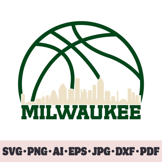 Milwaukee Bucks basketball team SVG Cricut cut file. PNG Clipart. Silhouette sublimation print. Sports fan image Ai, EPS, JPG, DXF, PDF.