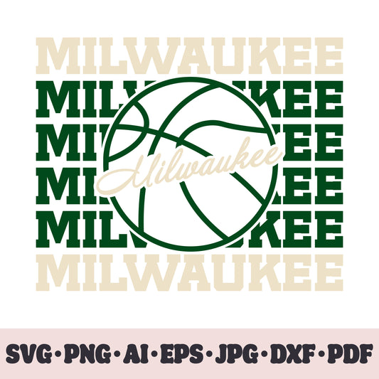 Milwaukee Bucks basketball team SVG Cricut cut file. PNG Clipart. Silhouette sublimation print. Sports fan image Ai, EPS, JPG, DXF, PDF.